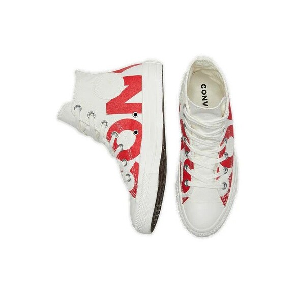 Converse Chuck Taylor All Star Wordmark Natural Red Canvas Hi Tops M10.5 / W12.5 - Picture 2 of 13